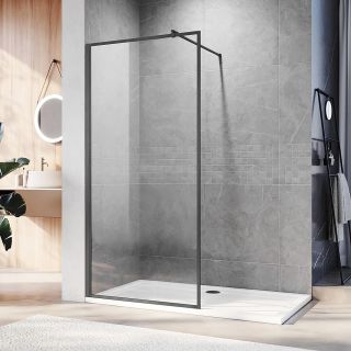 Душевая перегородка Veconi Korato KR-81GR, 1100x2000, брашированный графит, прозрачное стекло